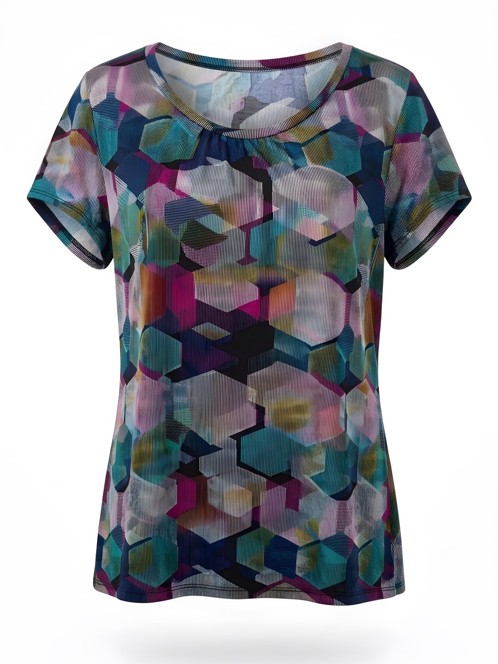 Worthington Multicolor Geometric Short Sleeve Top